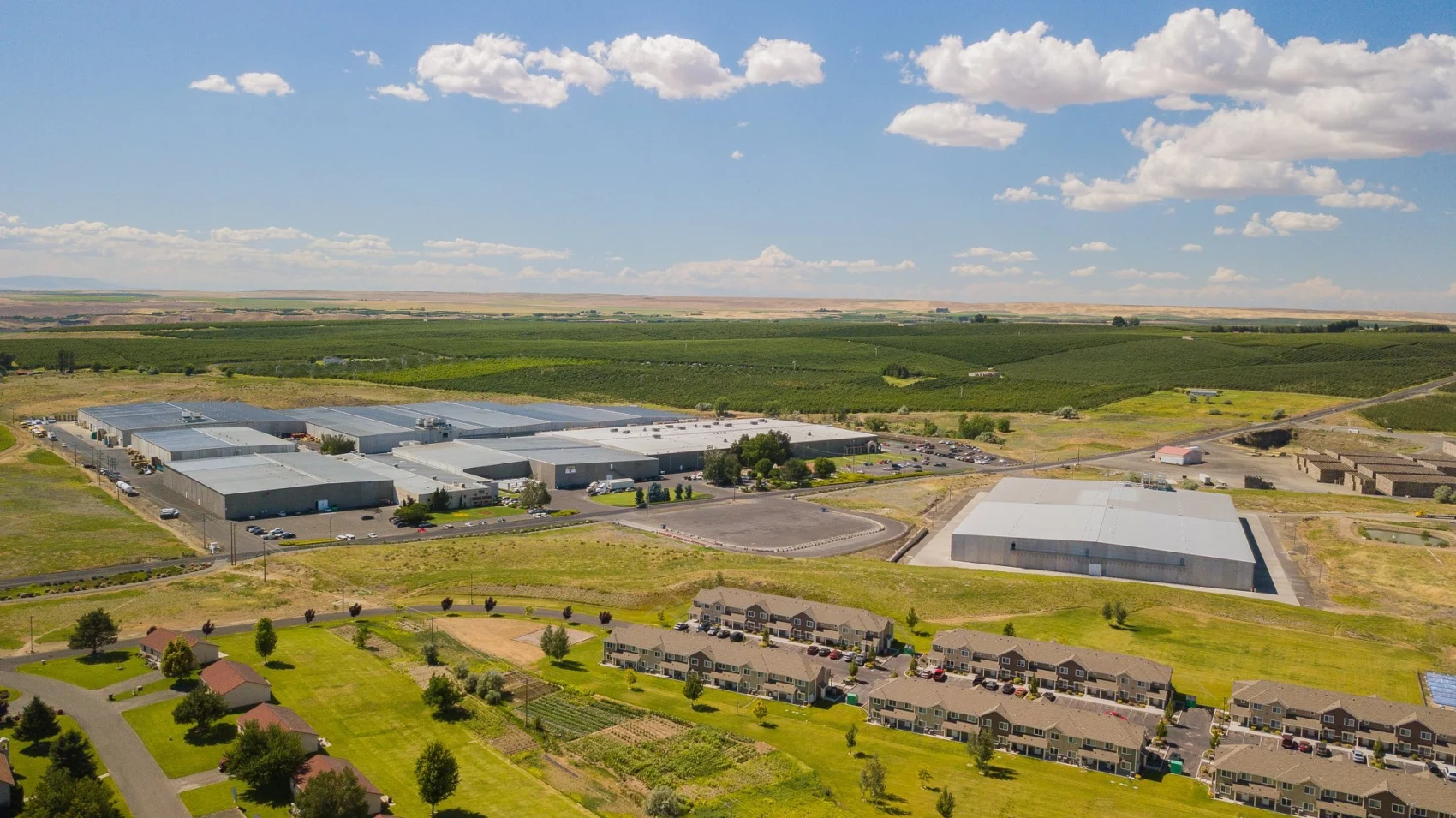 Apple packing facility and the surrounding landscape